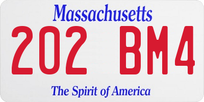 MA license plate 202BM4