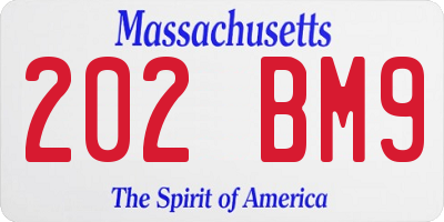 MA license plate 202BM9