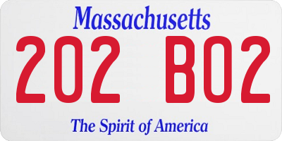 MA license plate 202BO2