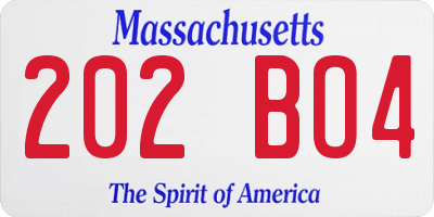 MA license plate 202BO4