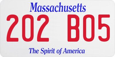 MA license plate 202BO5