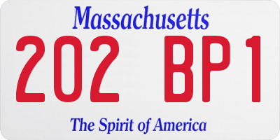 MA license plate 202BP1