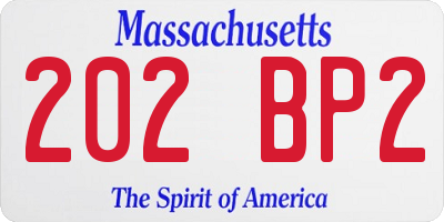 MA license plate 202BP2