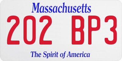 MA license plate 202BP3