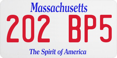 MA license plate 202BP5