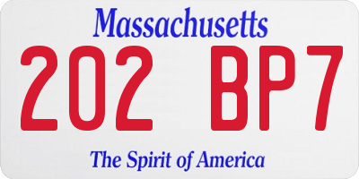 MA license plate 202BP7