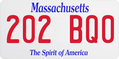 MA license plate 202BQ0