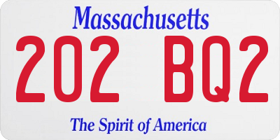MA license plate 202BQ2