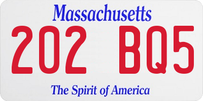 MA license plate 202BQ5
