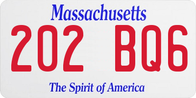 MA license plate 202BQ6