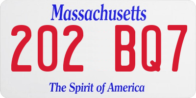 MA license plate 202BQ7
