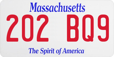 MA license plate 202BQ9