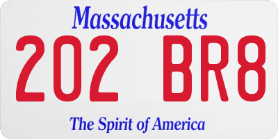 MA license plate 202BR8