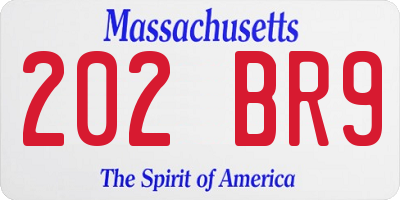 MA license plate 202BR9