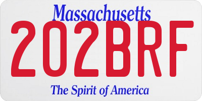 MA license plate 202BRF