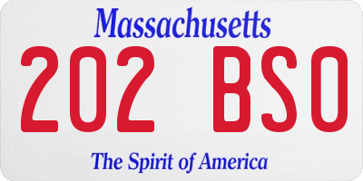 MA license plate 202BS0
