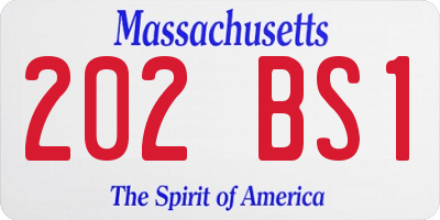 MA license plate 202BS1