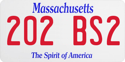 MA license plate 202BS2