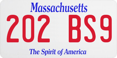 MA license plate 202BS9