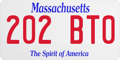MA license plate 202BT0