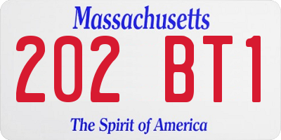 MA license plate 202BT1