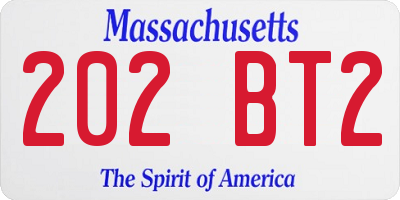 MA license plate 202BT2