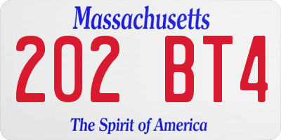 MA license plate 202BT4