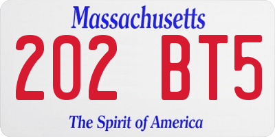 MA license plate 202BT5