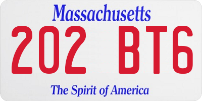 MA license plate 202BT6