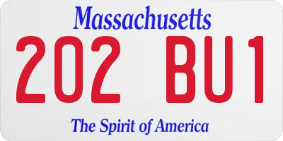 MA license plate 202BU1