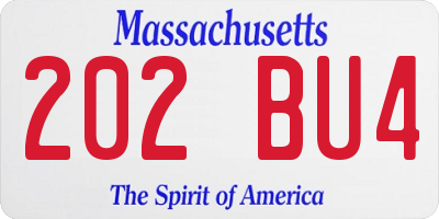 MA license plate 202BU4