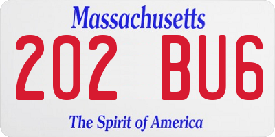 MA license plate 202BU6
