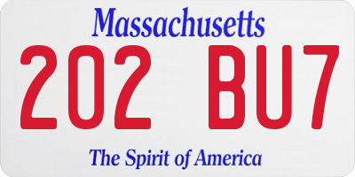 MA license plate 202BU7
