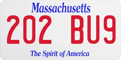 MA license plate 202BU9