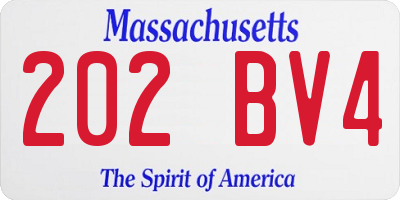 MA license plate 202BV4