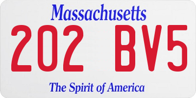 MA license plate 202BV5