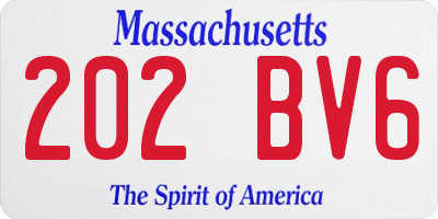 MA license plate 202BV6