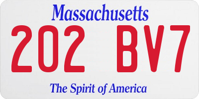 MA license plate 202BV7