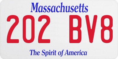 MA license plate 202BV8