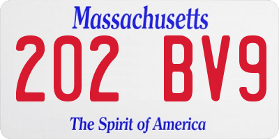 MA license plate 202BV9