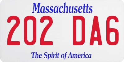 MA license plate 202DA6