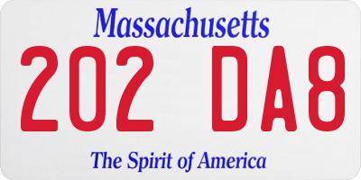 MA license plate 202DA8