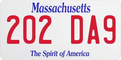 MA license plate 202DA9