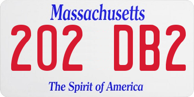 MA license plate 202DB2