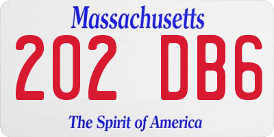 MA license plate 202DB6