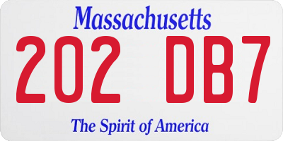 MA license plate 202DB7