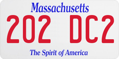 MA license plate 202DC2
