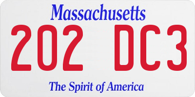 MA license plate 202DC3