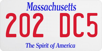 MA license plate 202DC5