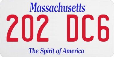 MA license plate 202DC6